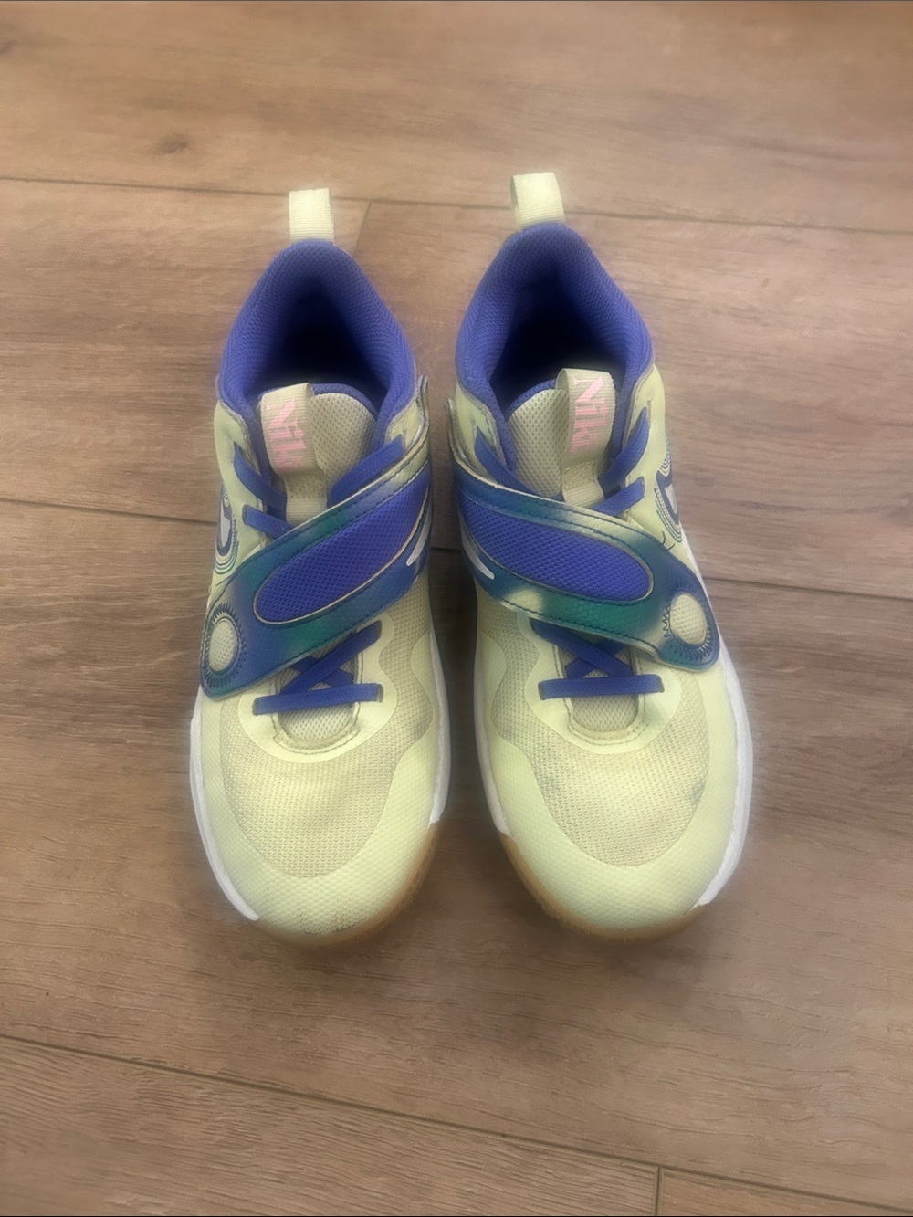Nike Kids Yellow and Purple Basketball Shoes